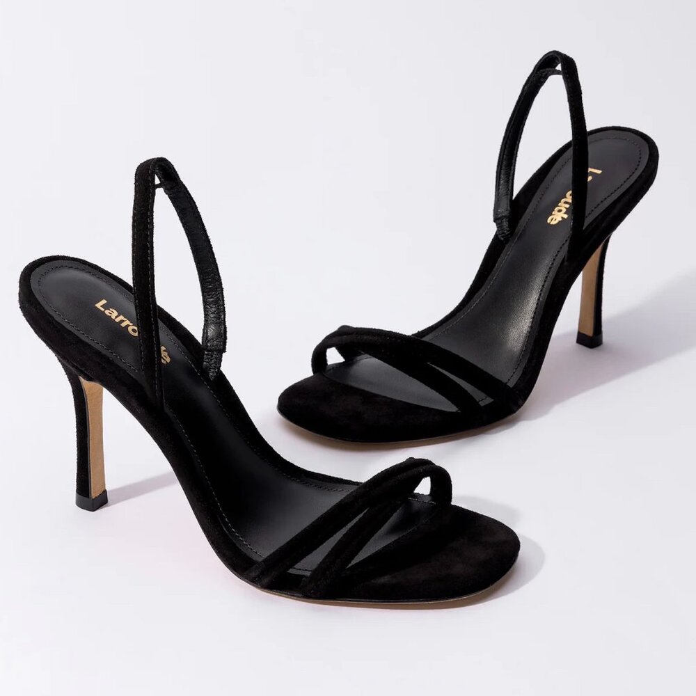Larroudé Annie Sandal In Black Suede